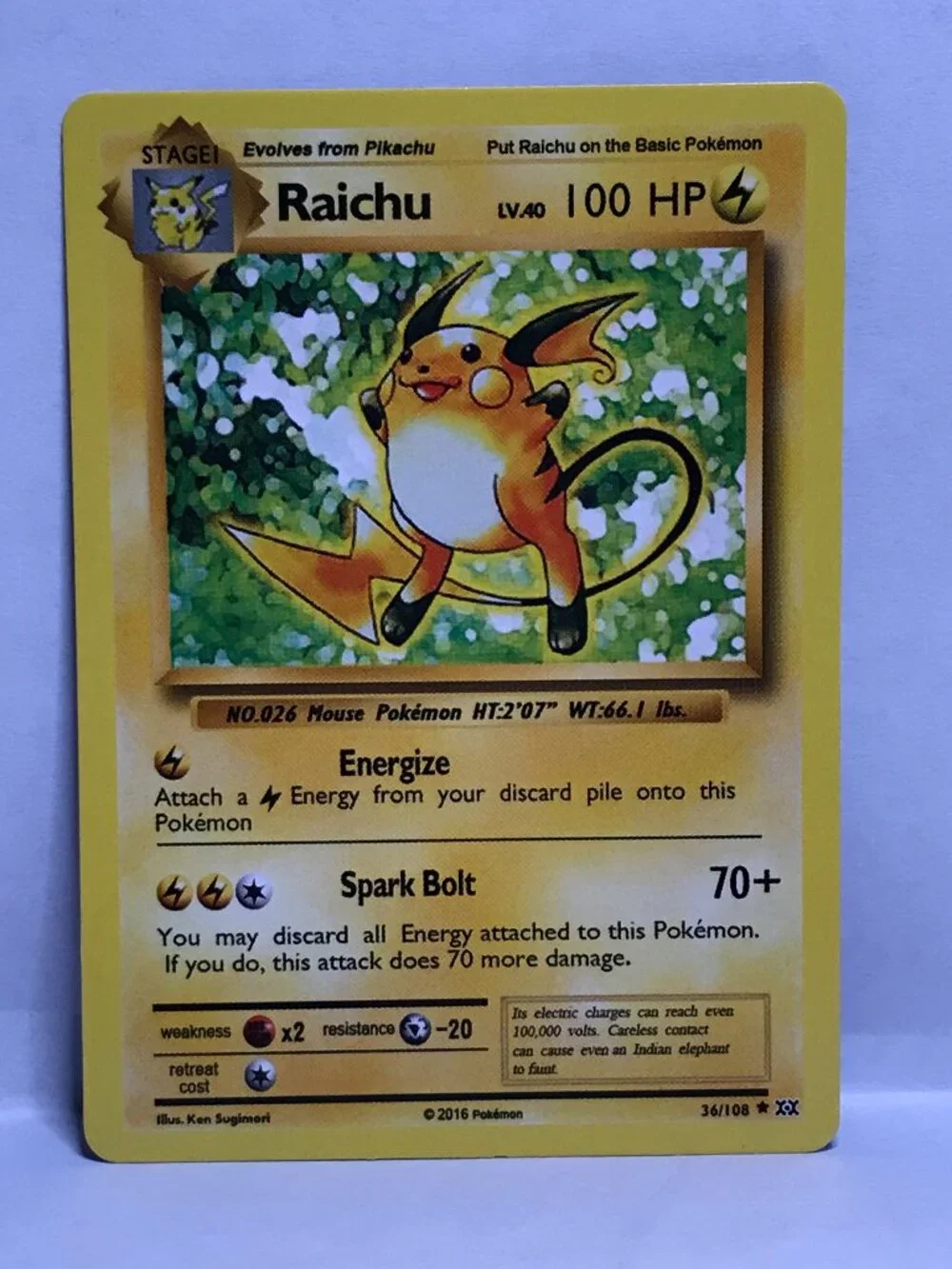 Raichu 36/108 Non-Holo Pokémon Card